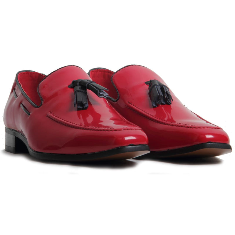 Decorative Stitch Western Heel Shoes - Jersey (Patent Red)