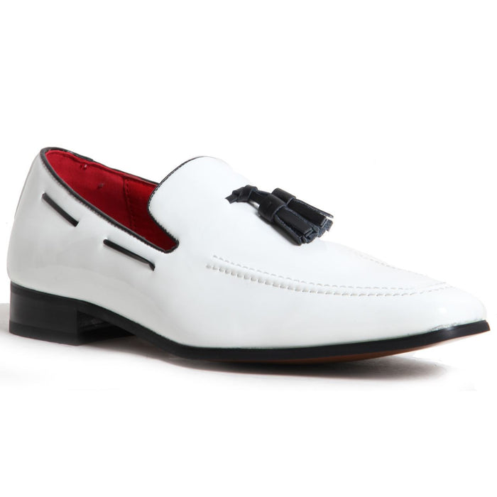 Decorative Stitch Western Heel Shoes - Jersey (Patent White)
