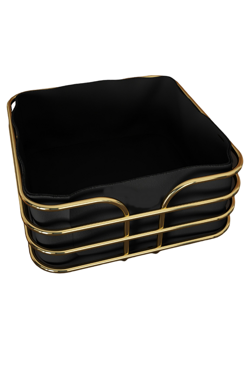 Square Kitchen Bread Basket with Fabric. Stainless Steel & Washable Fabric.