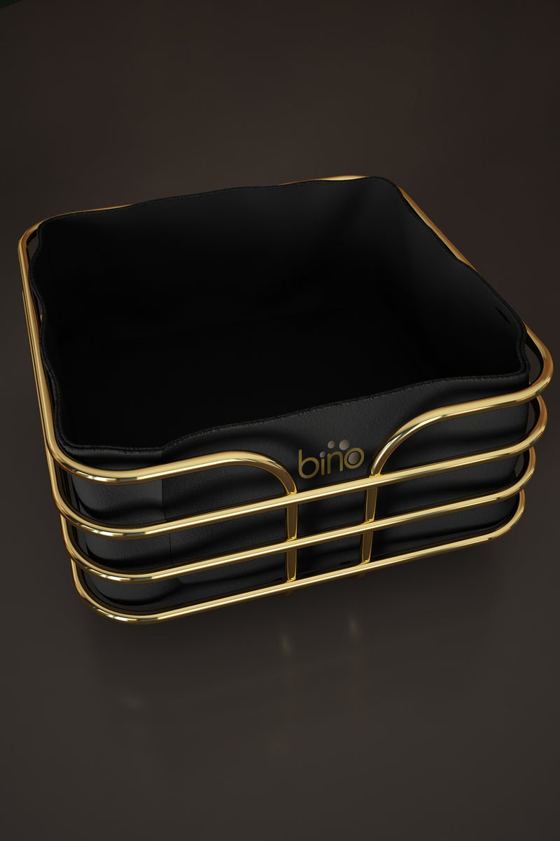 Square Kitchen Bread Basket with Fabric. Stainless Steel & Washable Fabric.