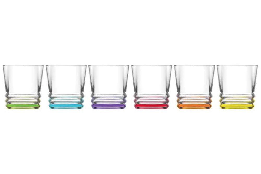 Coloured Base Tumbler Drinking Glasses