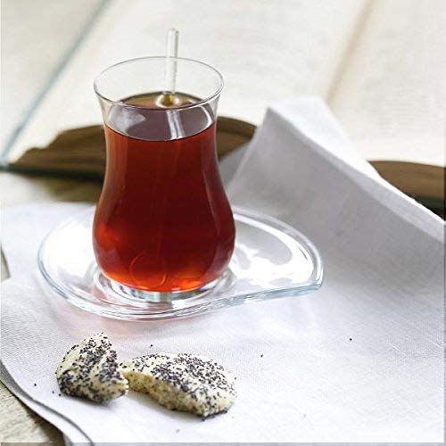 Turkish Tea Glasses & Saucers. Oriental Arabic Tea House. (6 Glasses & 6 Saucers)