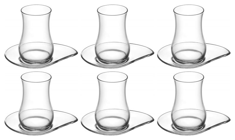 24 pcs Turkish Tea Glasses Set. Arabic Tea House. (12 Glasses & 12 Saucers)