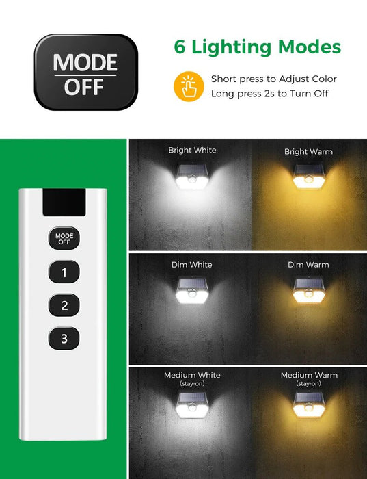 2x Outdoor LED Solar Light. Super Bright Motion Sensor. Security Wall Lamp.