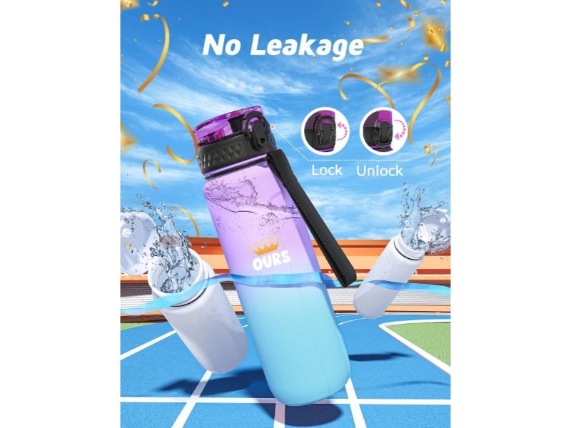 1 Liter Water Bottle. Time Marked Motivational Fitness Sports Tritan Drinking Water Bottle. Leakproof.