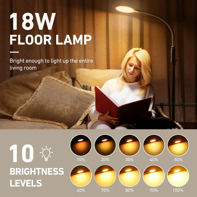 LED Floor Lamp. Remote & Touchable Standing Lamp. Adjustable Height. Gooseneck.