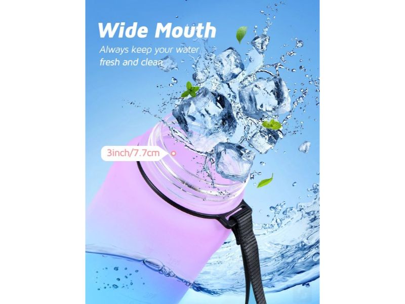 1 Liter Water Bottle. Time Marked Motivational Fitness Sports Tritan Drinking Water Bottle. Leakproof.