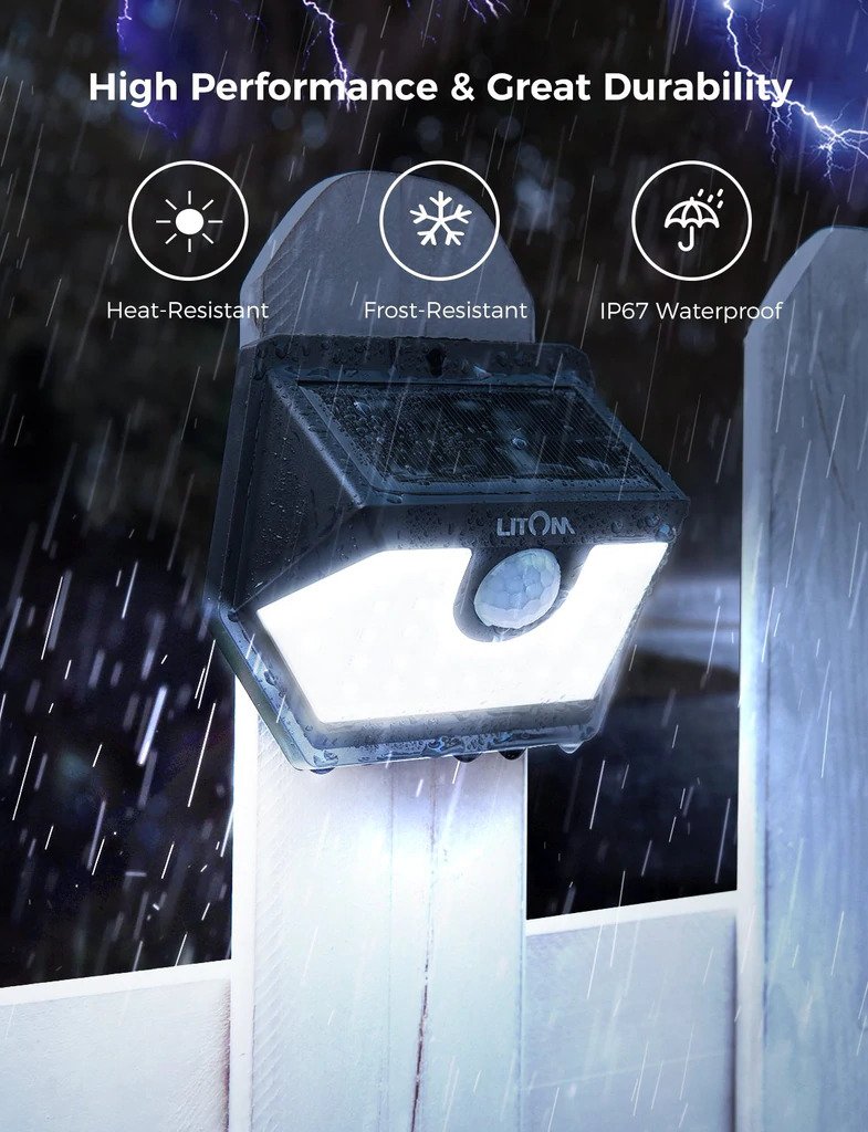 2x Outdoor LED Solar Light. Super Bright Motion Sensor. Security Wall Lamp.