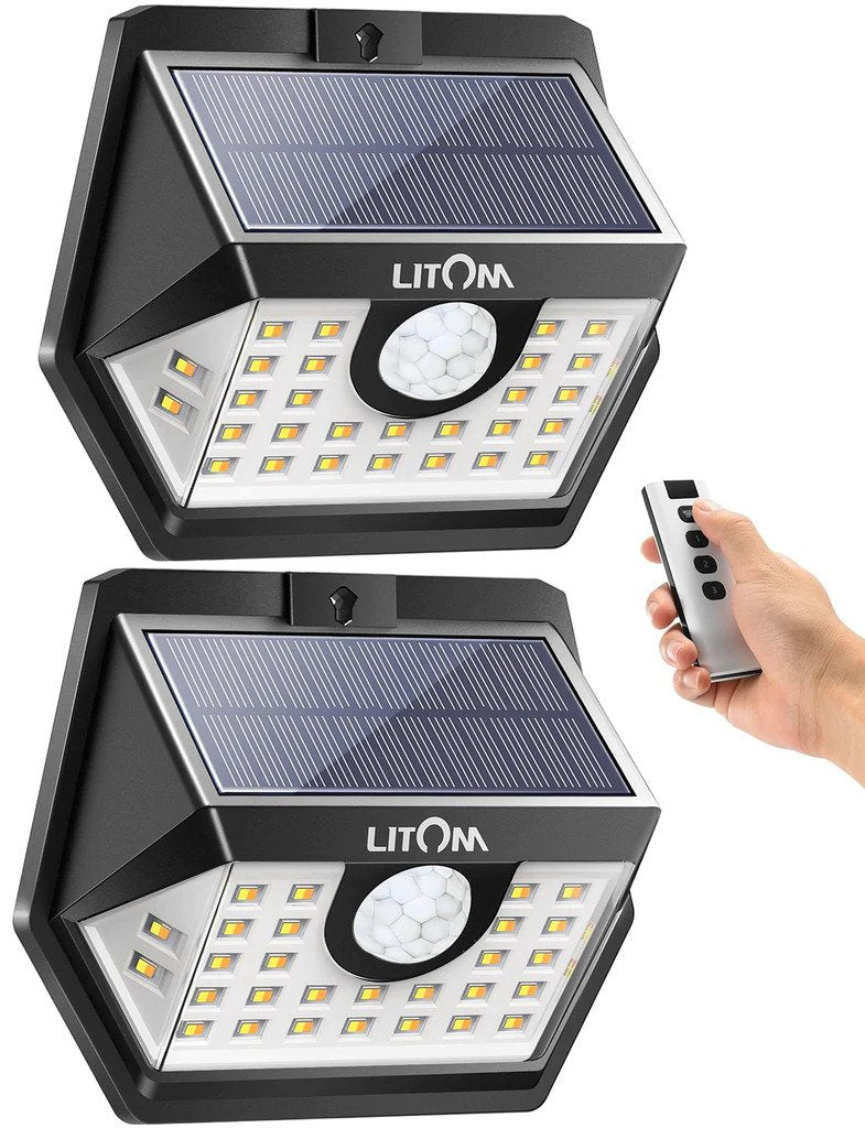 2x Outdoor LED Solar Light. Super Bright Motion Sensor. Security Wall Lamp.