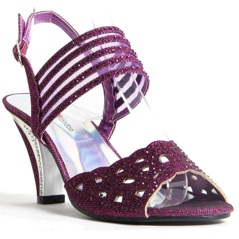 Block Heel Buckle Up Sandals - Violet (Purple)