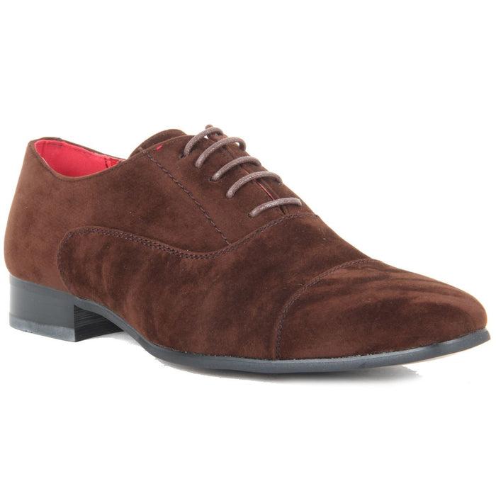 Mens Lace Up Capped Toe Smart Spectator Shoes - Mario (Suede Brown)