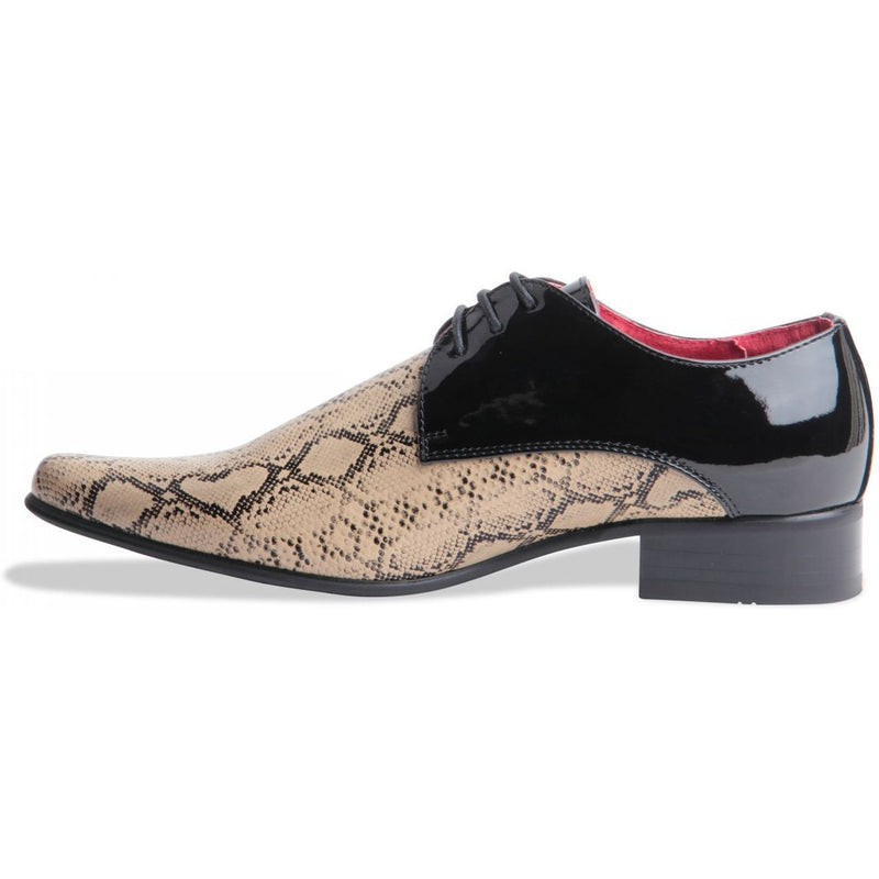Italian Designer Snakeskin Pointed Leather Lined - Retelino (Beige & Black)