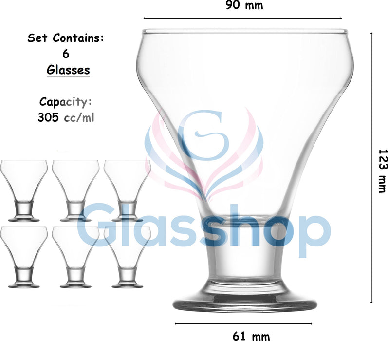 Coupe Cocktail Glasses. (Set of 6) Short Steam Martini Champagne Saucers (305 cc/ml)