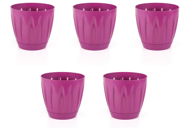 Modern Daisy Round Flower Pot with Saucer. Indoor / Outdoor Flowerpot. (6 Sizes)