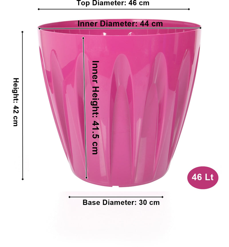 Extra Large Fuchsia Round Flower Pot. Indoor / Outdoor Modern Flowerpot. (46 Litre)