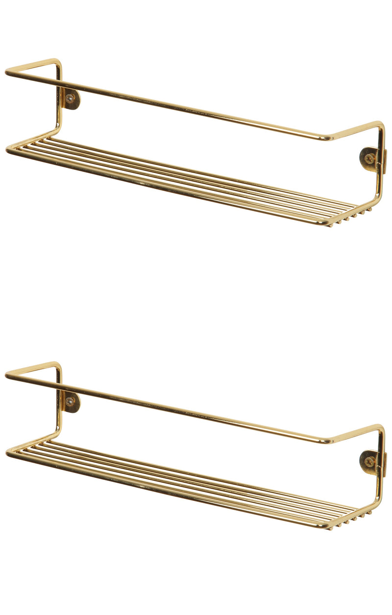 Kitchen Wall Mounted Jar Holder. Bathroom Makeup Storage Organizer. (Pack of 2) (Gold) (33 cm)