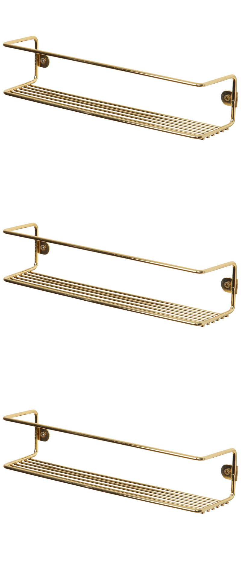 Kitchen Wall Mounted Jar Holder. Bathroom Makeup Storage Organizer. (Pack of 3) (Gold) (33 cm)