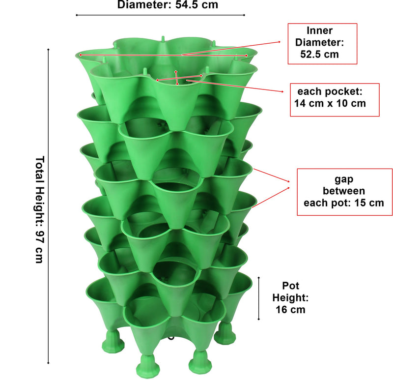 Stacking Garden Flower Tower Pot. Strawberry Planter Pot. (6x7 Pocket) (42 Plants).