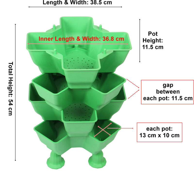 Stacking Garden Flower Tower Pot. Strong Plastic Planter Tower Pot. (4x4 Pocket).