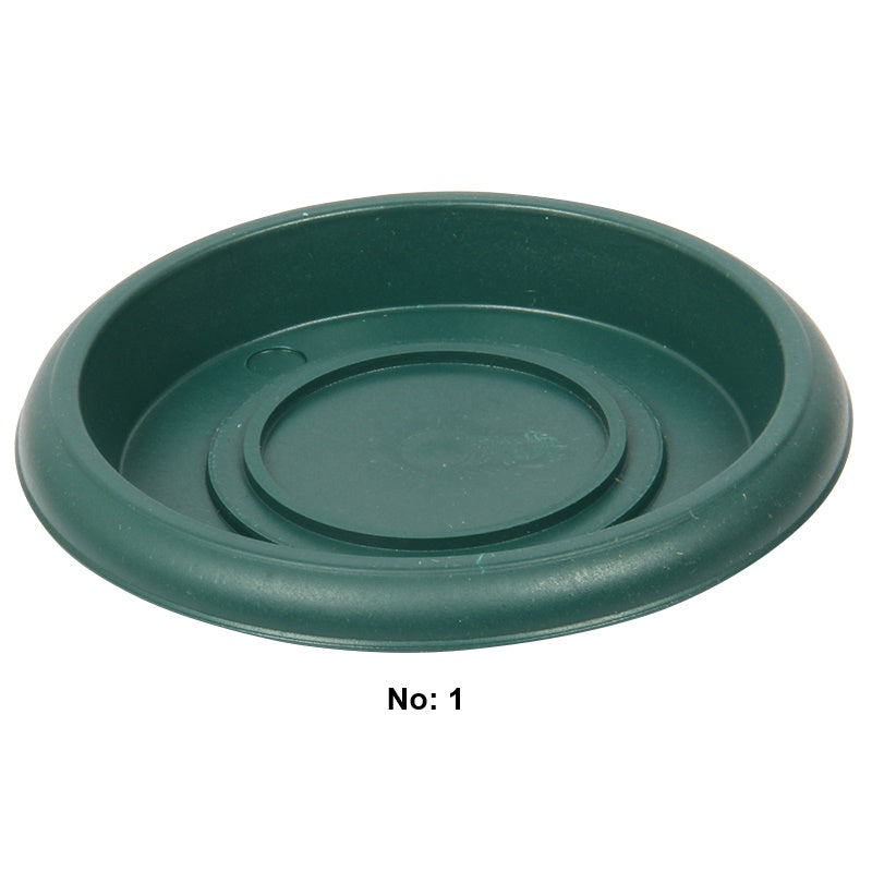 Plant Pot Round Saucer. Flower Pot Deep Drip Tray Strong Plastic.(Pack of 5)(Green)