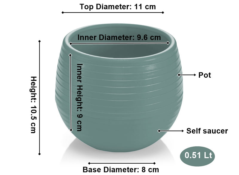 Small Flower Pot. Decorative Indoor Cactus Pot. (Pack of 9) (0.13L / 0.51L / 1.3L)