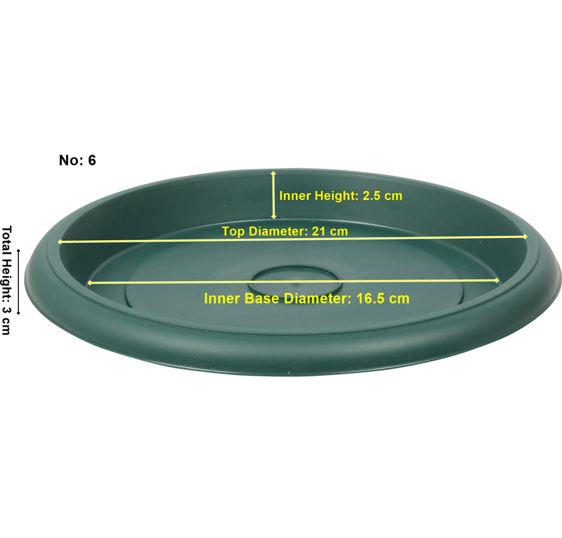 Plant Pot Round Saucer. Flower Pot Deep Drip Tray Strong Plastic.(Pack of 5)(Green)