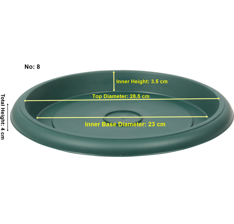 Plant Pot Round Saucer. Flower Pot Deep Drip Tray Strong Plastic.(Pack of 5)(Green)