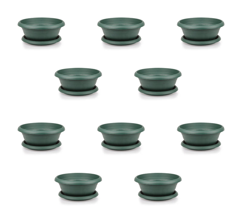 Wide Shallow Flower Pots with Saucer. Plastic Succulent Planter. (Diameter 60 cm)