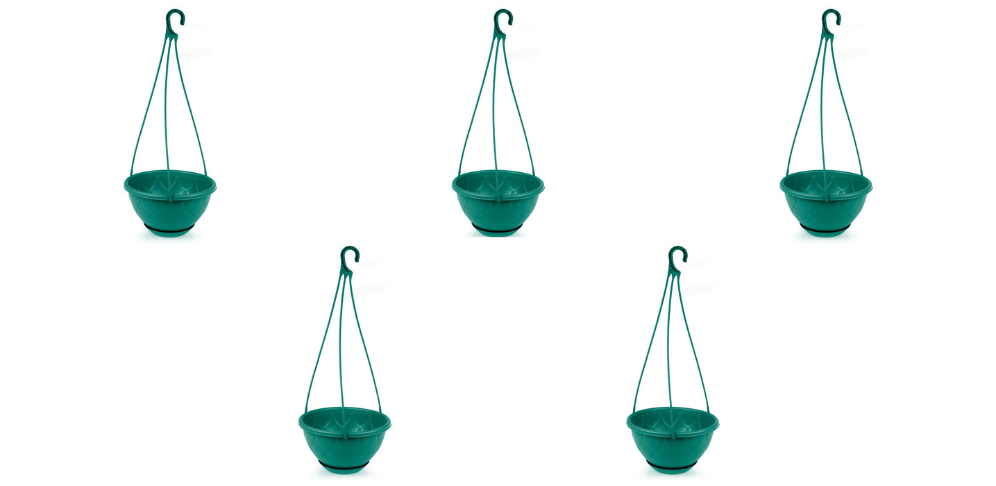 Outdoor Hanging Plant Pots. Flower Pot with Saucer. Garden Hanging Stylish Pot. (2 Litre)