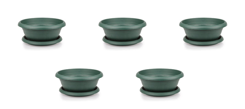 Wide Shallow Flower Pots with Saucer. Plastic Succulent Planter. (Diameter 34 cm)