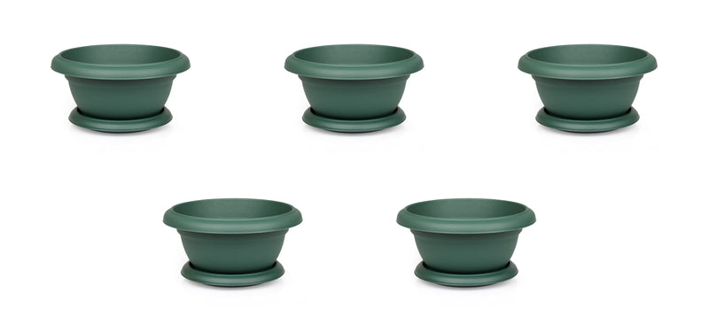 Small Flower Plant Flat Pot and Saucer. Round Flat Pot Planter. (0.5L / 1L / 2L)