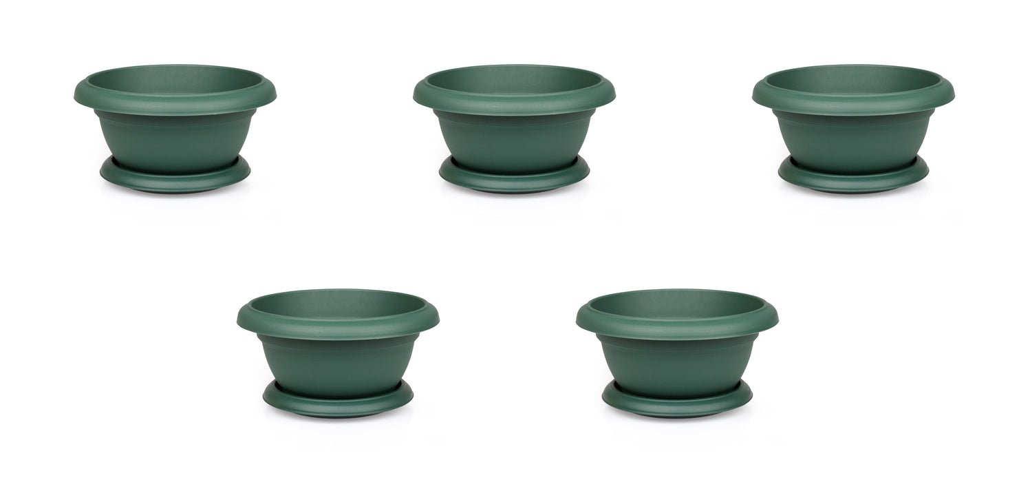 Extra Small Flower Plant Flat Pot and Saucer. Round Flat Pot Planter. (0.5 L)