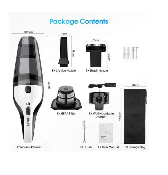 HoLife Handheld Vacuum Cleaner Cordless with HEPA Filter.