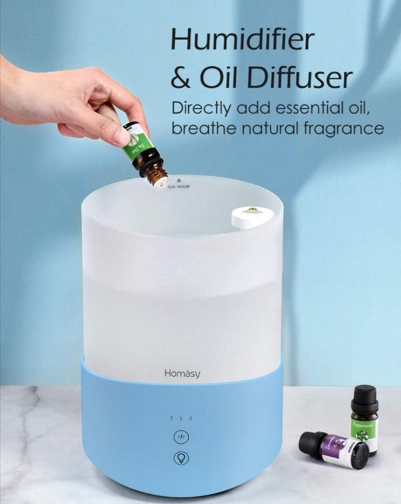 2.5L Cool Mist Humidifier Aroma Diffuser with 7-Color Night Lights. 25dB Quiet.