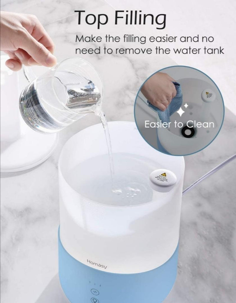 2.5L Cool Mist Humidifier Aroma Diffuser with 7-Color Night Lights. 25dB Quiet.