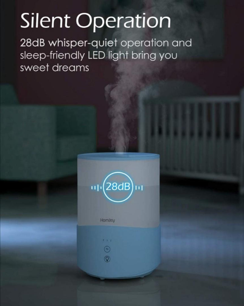 2.5L Cool Mist Humidifier Aroma Diffuser with 7-Color Night Lights. 25dB Quiet.