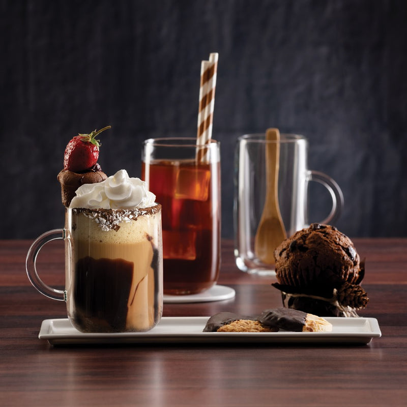 Glass Coffee Mugs Set. Tea Coffee Cups with Handle. (Pack of 12) (270 & 330ml)