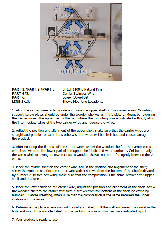 Decorative Mounted Wall Shelf. 3 Tier Prism Unit Rack. (Black Metal & Solid Wood)