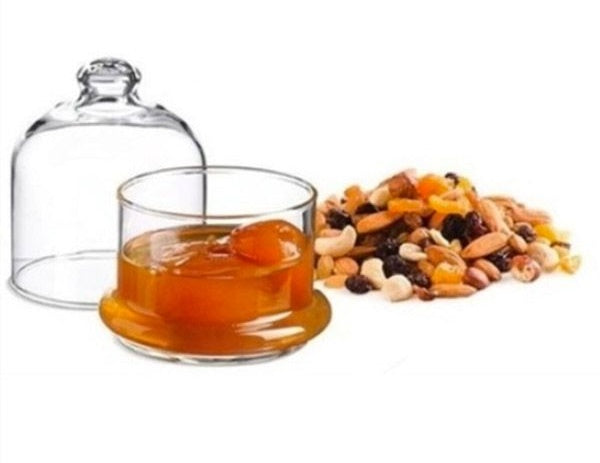 Mini Glass Food Patisserie Jar with Domed Lid. Cake Macaron Cookie Containers.