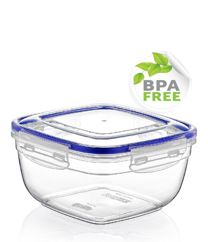 Plastic Square Food Storage Container with Lid. (4 pcs) (500/900/1500/2400 ml).