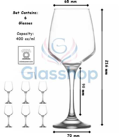 Red Wine Glasses Contemporary Drinking Glass Set. (400 ml) (6 pieces)