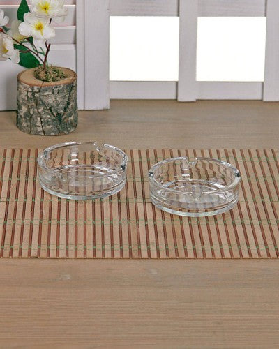 Large Glass Ashtray. Cigarette Grove Stackable. (Set of 2)
