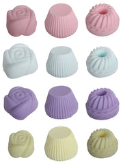 Silicone Reusable Muffin Cupcake Mould Cases. 18 Pcs. Rose, Pumpkin, Round Style.