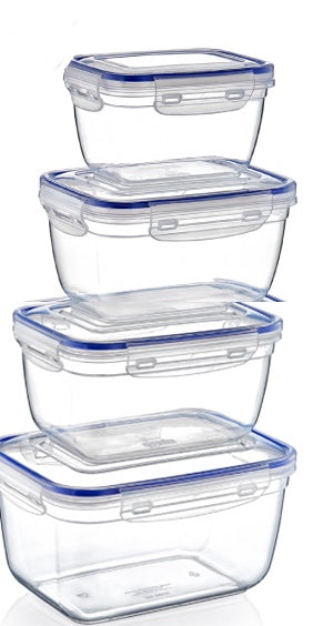 Plastic Rectangle Food Storage Container with Lid. (4 pcs) (550/1000/1800/3000 ml).
