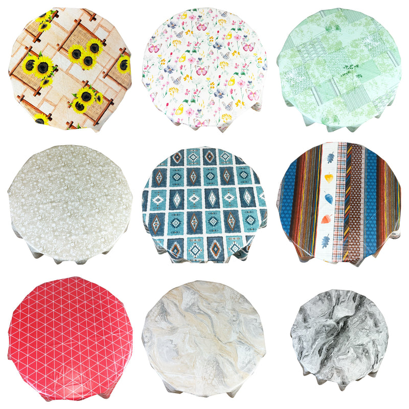 Round Tablecloth. (140 cm) Wipe Clean PVC Table Cloth. Waterproof Table Cover.