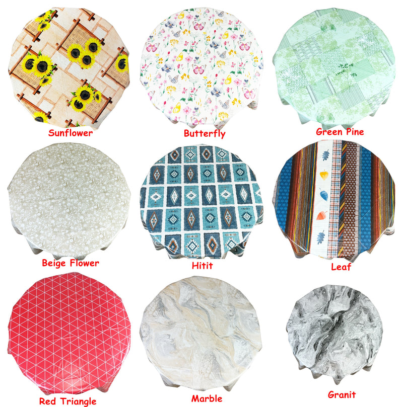 Round Tablecloth. (140 cm) Wipe Clean PVC Table Cloth. Waterproof Table Cover.