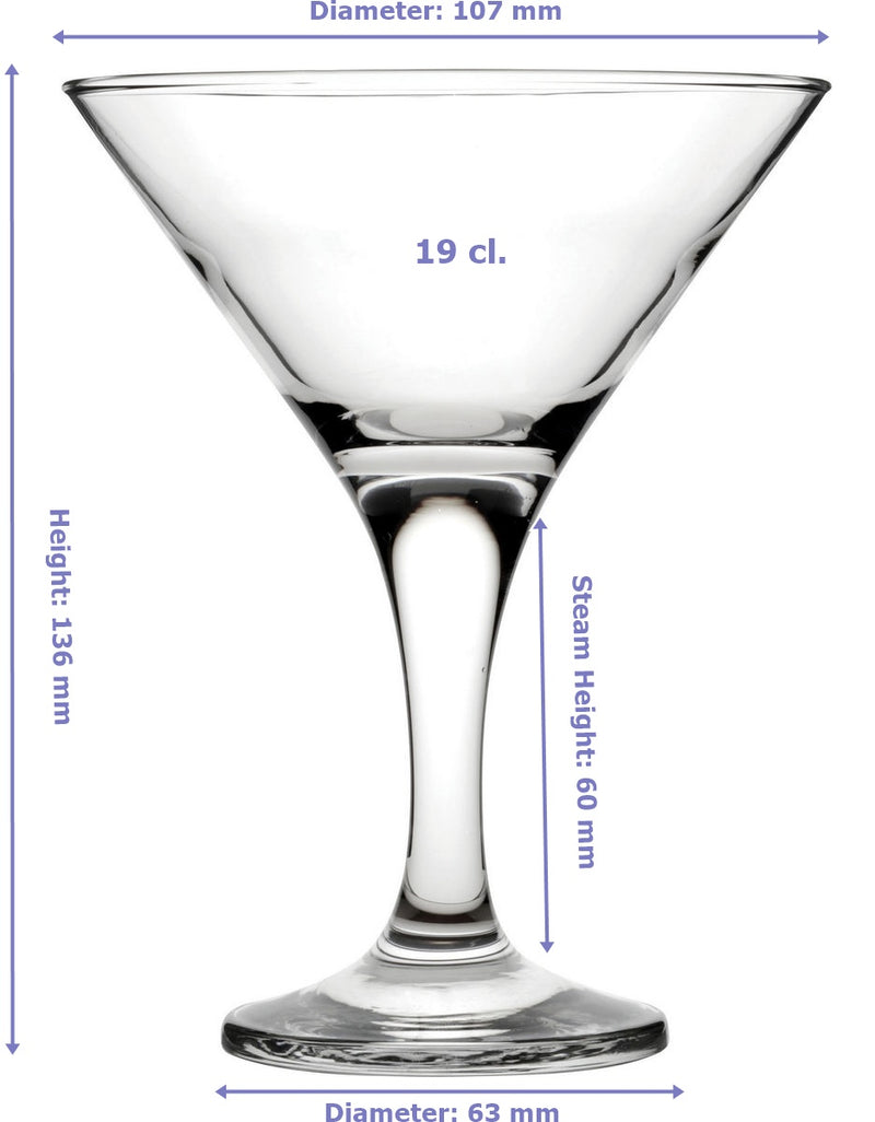 Bistro Martini Glasses. Pack of 6 (190 cc/ml)