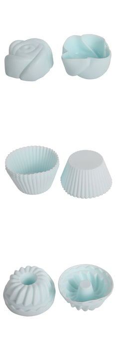 Silicone Reusable Muffin Cupcake Mould Cases. 18 Pcs. Rose, Pumpkin, Round Style.