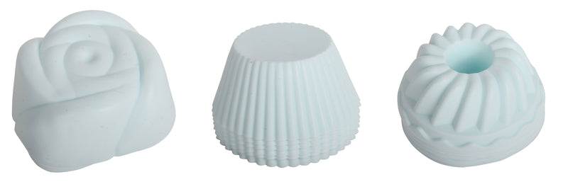 Silicone Reusable Muffin Cupcake Mould Cases. 18 Pcs. Rose, Pumpkin, Round Style.