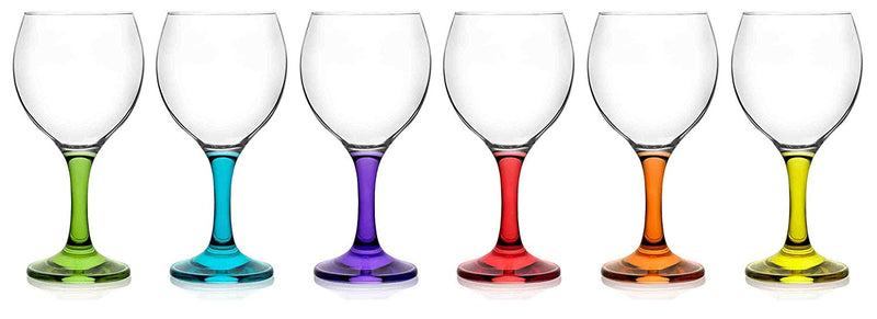 Coloured Base Wine Glasses Set of 6, 210cc - MIS549
